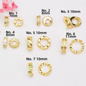 Collection de perles d'espacement remplies d'or 14K avec zircons pour la création de bijoux