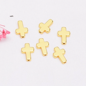 Cuentas espaciadoras de cruz bañadas en oro de 14K para hacer joyas y pulseras