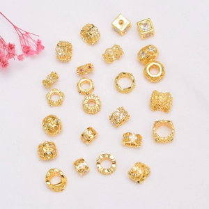 Distanziatori e ciondoli in zircone placcati oro 14K per creazione gioielli DIY