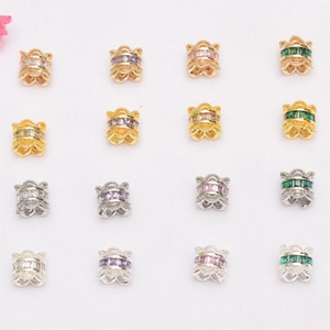 14K Gold Plated Copper Micro-inlaid Zirconia Barrel Spacer Beads For DIY Jewelry Making Bracelet Necklace Accessories