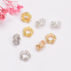 Perline distanziatrici a fiocco di neve in oro 14K con zirconi per gioielli fai da te