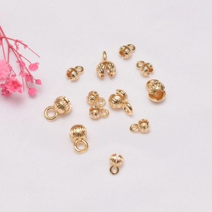 14K gold plated textured lotus leaf bead tips for DIY bracelet and necklace jewelry making