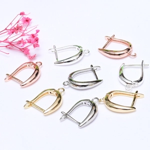 Dormeuses en Cuivre pour Création de Bijoux DIY Or Électroplaqué Minimaliste Fermoirs de Boucles d'Oreilles en U Avec Anneau
