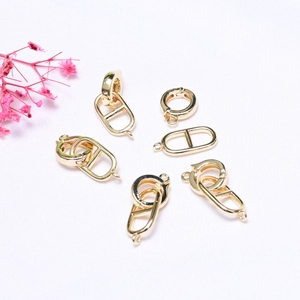 14K gold plated pig nose connector and spring clasp for DIY necklace and bracelet crafting