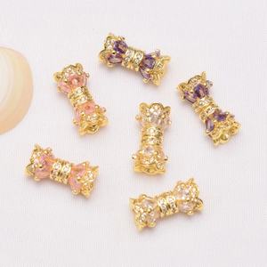 14K gold plated zircon screw clasps in purple and pink for DIY bracelet making