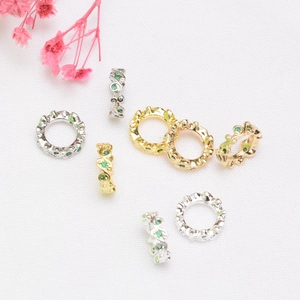 Cuentas espaciadoras de oro de 14K con circonitas verdes para bisutería DIY