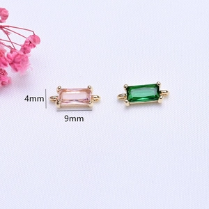 14K vergulde rechthoekige zirkoon connectoren voor DIY armbanden 9x4mm
