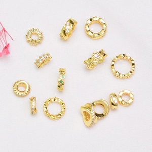 Cuentas Espaciadoras de Rueda Redonda de Cobre Circonia Bañado en Oro 14K 18K DIY Joyería Para Pulsera Collar