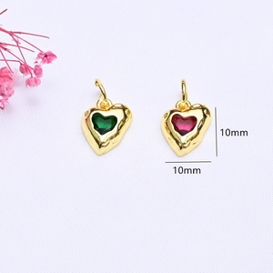 Exquisite 14K gold plated heart charms with cubic zirconia for jewelry making