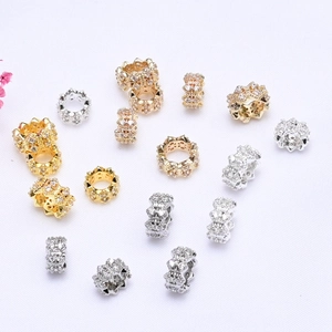 Cuentas Espaciadoras Redondas de Cobre con Micro Pave de Diamantes para Creación de Joyas Pulseras Collares DIY Piezas de Metal