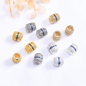 Perles ovales creuses plaquées or 14K avec zircons pour la création de bijoux DIY
