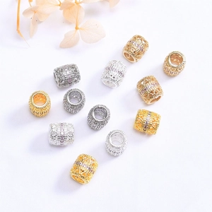Détails de perles d'espacement ajourées plaquées or 14K avec zircons pour bijoux DIY