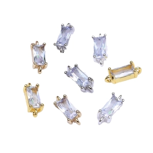 14K vergulde rechthoekige zirkoon connector voor DIY armband en oorbellen sieraden