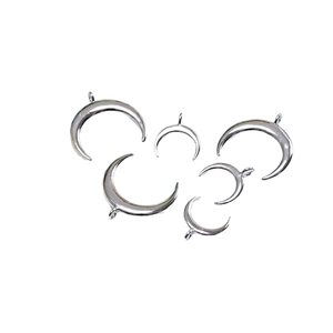 Polished silver crescent moon pendants in multiple sizes for DIY jewelry making