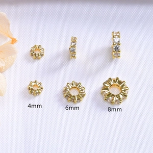 Cuentas espaciadoras redondas en oro de 14K con circonitas para joyería 4mm 6mm 8mm