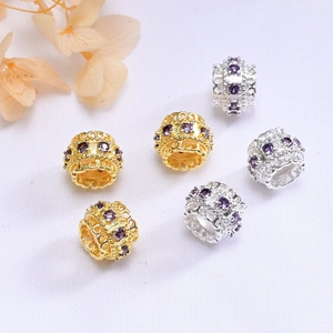 14K gold-filled 10mm rhinestone spacer beads in gold and silver for DIY jewelry making