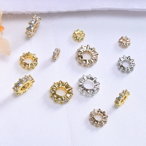 Cuentas Espaciadoras de Cobre Chapado en Oro 14K 18K Circonia Micro Pave Accesorios de Joyería DIY para Pulsera