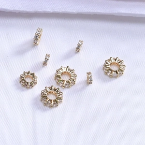 Cuentas espaciadoras de oro de 14K con circonitas para creación de joyería DIY