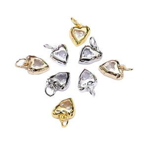 Exquisite 14K gold plated heart pendants with zircon stones in gold and silver finishes