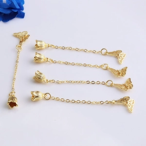 Cadena de mariposa de oro 14K con colgante de borla de lirio para hacer joyería