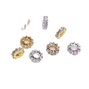 Cuentas espaciadoras bañadas en oro 14K con circonitas para creación de joyas DIY