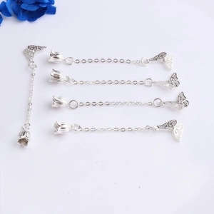 Cadenas de borlas plateadas con mariposa y lirio de los valles para joyería DIY.