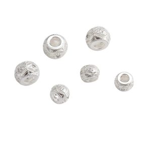 Set of six 14K white gold filled hollow zircon beads for DIY jewelry making