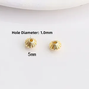 Perles d'espacement losange en or 14K 5mm pour bijoux avec trou de 1.0mm