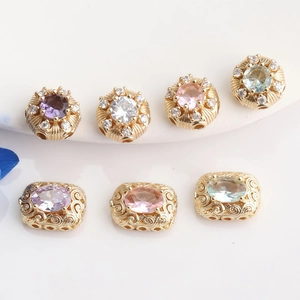 14K Gold Plated Copper Hollow Zirconia Spacer Beads For DIY Jewelry Making Bracelet Necklace Accessories Vintage Style