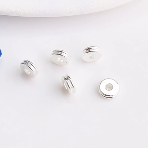 Fünf versilberte 14K Doppelscheiben-Zwischenperlen für DIY-Schmuck und Halsketten