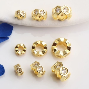 Distanziatori a nido d'ape placcati oro 14K con zirconi per bracciali e collane fai da te