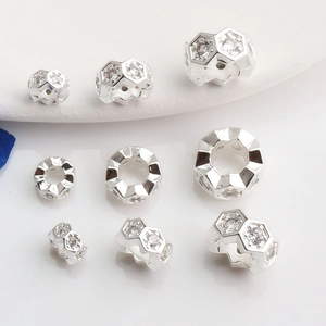 Macro di perline a nido d'ape in oro 14K con zirconi per la creazione di gioielli DIY