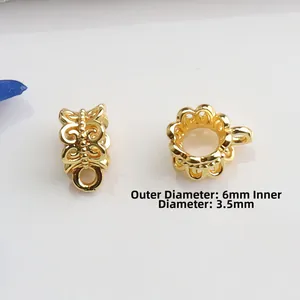 14K gold-filled hollow bead connectors for DIY jewelry making, outer diameter 6mm
