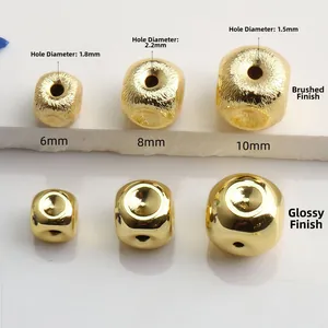14K goldgefüllte quadratische Abstandsperlen mit gebürsteter und polierter Oberfläche