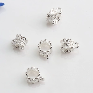 Set of 5 14K gold filled hollow flower spacer beads for DIY jewelry making