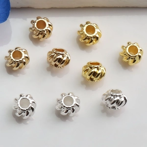 14K gold plated pumpkin shape spiral beads for DIY jewelry making in gold and silver