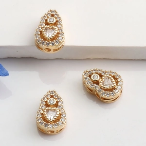 Pendentifs calebasse cœur en zircone plaqué or 14K pour création de bijoux DIY