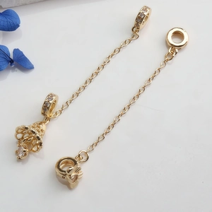 14K Vergoldetes Messing Zirkonia Schmetterling Hohle Blume DIY Sicherheitskette Anhänger Für Armband Halskette Damen Schmuck