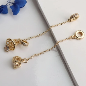 14k Goldgefüllte Sicherheitskette mit Zirkonia-Schmetterling und Glöckchen für DIY-Schmuck
