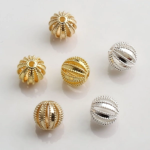 Set of 10mm hollow gold and silver plated beads for DIY jewelry making accessories