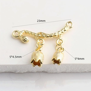 14K Gold gefüllter Maiglöckchen-Verbinder für DIY-Schmuckherstellung 23mm lang