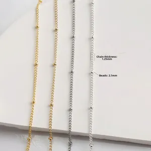 14K gold filled 1.25mm satellite chain with 2.1mm bead detail for DIY jewelry making