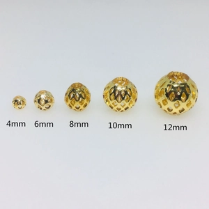Copper Hollow Round Beads For DIY Jewelry Making Bracelet Necklace Accessories Gold Silver Plated Spacer Beads 3mm-12mm