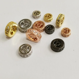 Perline Distanziatrici in Rame con Zirconi per DIY Bracciale Collana Design a Ruota Cava Oro Argento Perline Sciolte