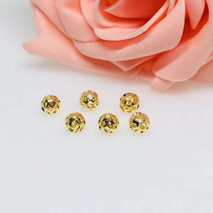 Set of 6 gold hollow filigree beads for 14k gold-filled DIY jewelry making projects