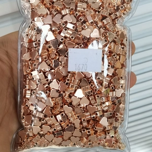 Χάντρες καρδιά σε ροζ χρυσό με κάθετες τρύπες για κατασκευή κοσμημάτων DIY