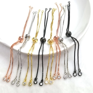 Bracciale Regolabile con Catena Veneziana in Rame e Zirconia Componenti per Fai da Te Oro Argento Oro Rosa Nero Cuore Bracciale