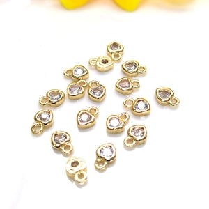 Pendentif cœur plaqué or 14k avec zircone pour création de bijoux DIY