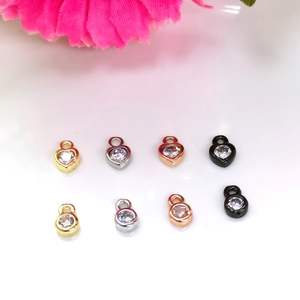 Pendentifs cœur et ronds plaqués or 14k avec zircon pour bijoux DIY en quatre couleurs