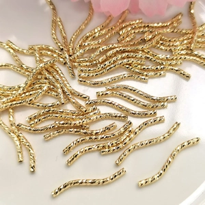14K gold filled curved tube beads with spiral twisted texture for DIY jewelry making